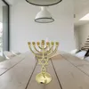 Kandelaars Joodse kandelaar metaalhouder 7 Branch Stand Gold Color Traditional Candelabra Menorah Home Decorations