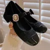 Dress Shoes Pink Bow Decorated Pearl Dames Fashion Square Toe met zoete prachtige luxe stijl Basic