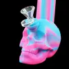 Rökningstillbehör Nytt silikonvatten Bong Skull Form Glasrör OBREAKABLE HEADY BONG DAB RIG PIPE HOOFAH FÖR ROKE DRY HERB Vax förångare