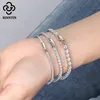 Rinnntin Luxe Real 925 Sterling Silver Tennis Bracelet Vrouwen met AAAA Zirkon Vrouwelijke Bangle Party Bruiloft Sieraden Geschenken SB91 240423