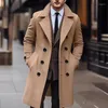 Trench maschili da uomo Blazer Woolen Coat Uomini Vintage Curno Down-Down Double Sfrilla Bullo lungo Giacca lunga Mens Sooldoming Fashion Fashion Fashion Solid