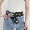 Retro fashion belt Ladies Punk exaggerated PU waist decorated with wafer splicing personality belt 240429