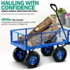 Camping Wagon Lawn Garden Utility Cartbeach Weavy Duty Abnehmbare Seitengitter alle Terrain 400 lbs Cap Trolley Lieferungen 240420