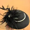 Chapéus de aba larga Chapéus de balde mulheres elegantes Fedoras Fascinator Chap