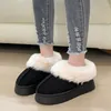 Boots Shoes For Women 2024 Slip On Women's Winter Round Toe Solid Flock Plush Warm Mid Heel Water Proof Concise Snow