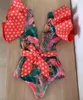 Women's Swimwear 2024 Sexy Ruffle Print Floral One Piece Strappy Slimming Women Swimsuit Deep-V Bathing Suit Beach Wear Monkini