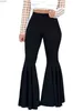 Frauenhose Capris im Sommer 2023 Eine neue Plus -Größe Womens Mode Bell Bottom Plush Strick -Stoff mit festem plushl240429