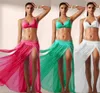 Sarongs Women Sheer Mesh Bikini Cover Up Solid Color Summer Longs Dress Beach Sarongs Pareo Long Wrap Dress Split Skirts7702904