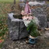 Décorations créatives uriner gnome statue résine artisanat blanc barbu vieil homme nain sculpture de Noël