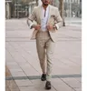 Men's Suits Mens Linen Suit Jacket And Pants Casual Business Wedding Travel Outfits 2 Piece