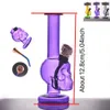 Wholesale mini travel hookak Cheap protable Colorful Thick heady glass tobacco pipe water dab rig bong for smoking with metal dry herb bowl