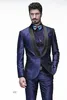 Suits para hombres italiano Purple Satin Satin Lapas Men Traje Boda para Slim Fit Prom Blazer Sets de 2 piezas Empleado para el novio Homme Homme