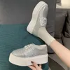 Casual Shoes 2024 Autumn Women Platform Rhinestones Thick-soled Silver Shining Crystal Sneakers Trend