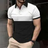 Fashion Stripe Print Polo T-shirt For Men Outdoor Sports Golf Wear Summer Casual Abède Butt Shirts Oversize Short à manches courtes 240419