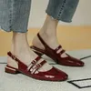 Women Sandals Summer Shoes Flats Flats Double Buckle Mary Janes Shoes Patent Leather Brate Shoes Back Zapatos Mujer 9278n 240423