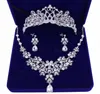 Wedding Bride Biżuteria Tiaraneckaceearrings Zestaw Koreańskiego Tiara Diamentowy naszyjnik Diamentowy zestaw
