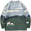 Pulls pour hommes vaches vintage hiver chauds chauds de tricots de tricots