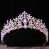 Tiaras barock prinsessa drottning brud krona lila kristall tiara för kvinnor bröllop vintage krona hårklänning tillbehör smycken