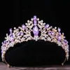 Tiaras Barock Prinzessin Königin Brautkronen Purpur Kristall Tiara für Frauen Hochzeitsvintage Kronhaarkleid Accessoires Schmuck Schmuck