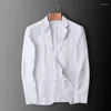 Men's Suits Man Blazer Thin Linen Mens Summer White Single Suit For Men Cotton Sunscreen Jacket Slim Fit Casual 2024