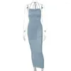Casual Dresses Sexy Long Shoulder Strap Open Back Backless Bodycon Maxi Dress Women Sleeveless Halter Skinny Club Party Vestidos
