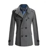 Trench Coats Men's Trench Coats Double Breasted Woolen Mens Mens British Style Fashion Slim Windbreaker Veste Solid Casual Business Stand Collar