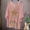 Frauenblusen häcet Fishnet Bluse stilvolle Tops O-Neck Strick V-Neck Pullover Pullover Sommer für modische