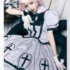 Robes de travail Gothic Street Lolita Jupe Femmes Femmes Japonais Sweet Bow Abougler à manches bouffées