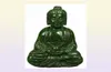 Hela billiga kinesiska gamla handarbeten Green Jade Carving Buddha Pendant Netsuke91211042473724