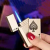 Green Flame Ace Card Leichter, nachfüllbarer Butan leichter, Ace of Spades Cool Hellere winddichte Poker -Design