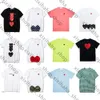 Commes des Garcon Play T Shirt CDGS Designer Tee Com des garcons Play Heart Logo Print T-shirt TEE Blue Heart Unisex Japan Japan Najlepsza jakość euro rozmiar 841