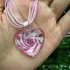 Colliers pendants 1set Fashion Pink Verre Murano Floral Love Coeur Collier de lampe à lampe pour femmes bijoux