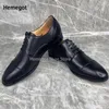 Повседневная обувь мужская черная оксфордская квадратная квадратная шнурка