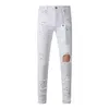 Jeans masculin en jean pourpre roca jeans de mode de mode avec une peinture blanche de la rue top réparation en détresse à basse hauteur pantalon denim skinny j240429