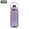 2 litres bouteille d'eau en plastique de paille grande bouteille de voyage portable sport de fitness tasse de fitness de grande valeur grande tasse gras adulte universel