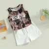 Kledingsets Toddler Boys Summer 2pcs Outfit Mouwloze letter Afdrukken Dye Vest Wittrekkings shorts