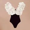 Swimwear Women 2024 Fleur 3D Fleur un morceau de maillot de bain Femmes coupées Bodys Monokini High Leg Swim Bathing Beachwear