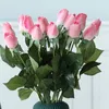 Dekorativa blommor 10-pack konstgjord verklig touch rosen fuktgivande knopp falsk heminredning bröllopsfest evenemang blommor arrangemang bukett