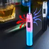 Hight Quality En forme de stylo rechargeable Single Jet Spit Gun Fire Fireproofroproof Blue Flame Torch Cigars Light