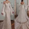 Длинное свадебное тюл великолепные рукавов русалки платья русалки кружев