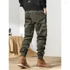 Herrenhosen 2024 Winter Cargo Men Multipockets Draw String Fleece Liner Dicke warme Overalls Jogger Casual Baumwollthermische Hose