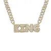 Colliers de pendentif Collier Patchwace Patchwace Patchwork Pendant avec un véritable nom de couple de hip-hop en diamant en or