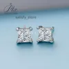 Prinzessin Cut Design 5mm Stud Women 925 Silber Mode Schmuck VVS Moissanite Ohrringe