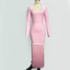 Hot Pink Women Ladies Bandage Elegant Tassel Dresses Long Sleeve Bodycon Long Dress Wholesale Free Ship HL3115