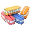 Storage Bags Creative Cartoon Bus Pencil Bag Canvas Large Capacity Car Zipper Pen Pencilcase For Student Stationery School Supplies