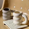 머그잔 귀여운 두꺼운 세라믹 워터 컵 커피 커피와 밀크 컵 핸들 420ml 대형 뚜껑 세라믹 주스 컵 화려한 세라믹 주스 컵 J240428