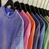Camisetas masculinas camiseta masculina moda alta moda lavada lavou a mangueira curta do pijama top hong kong estilo harajuku verão meio com mangas y2k topl2403