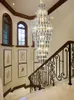 Loft duplex Light Luxury Crystal Pendant Light Post-modern Minimaliste Villa High Spiral Staircase Chandelier Pendants