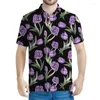 Polos pour hommes fleur colorée Polo Polo Polo Men 3D Print Floral Côtes de rue Shirt Street Shirt Summer Surdimension