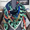 100% Twill Silk Scarf Scarves For Women Hijab Design Print Chain Square Silk Scarves Shawls 130*130cm Female Bandana Wraps 240419